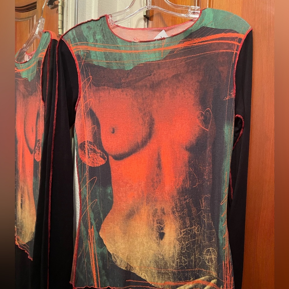 SOLD WOW Jean Paul Gaultier Trompé d’œil dress sculpture venus longsleeve orange
